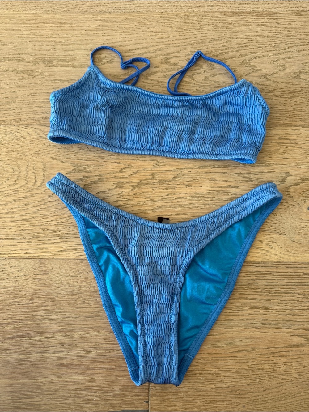 triangl swimwear Blue Smocked Bikini Set